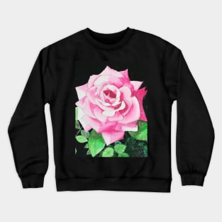 Pink red Rose watercolour painting fine art Crewneck Sweatshirt